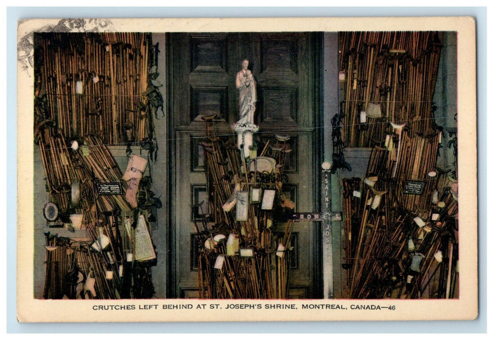 c1910 Crutches Left Behind at St. Joseph's Shrine Montreal Canada CA Postcard