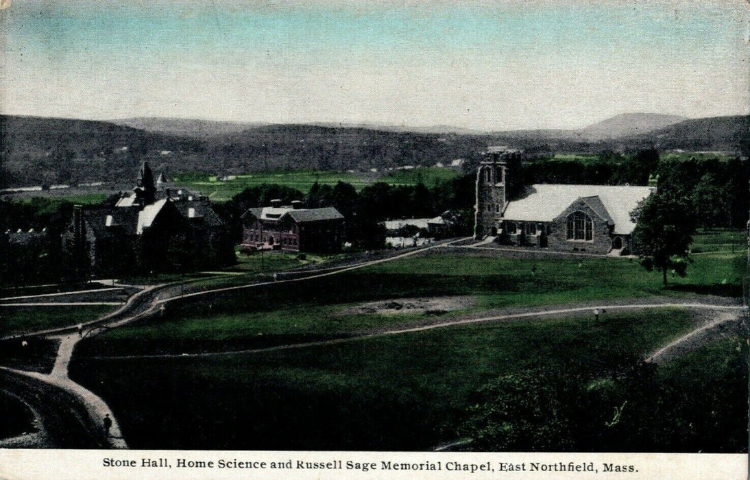 Stone Hall Science Russell Sage Memorial Chapel East Northfield MA Postcard