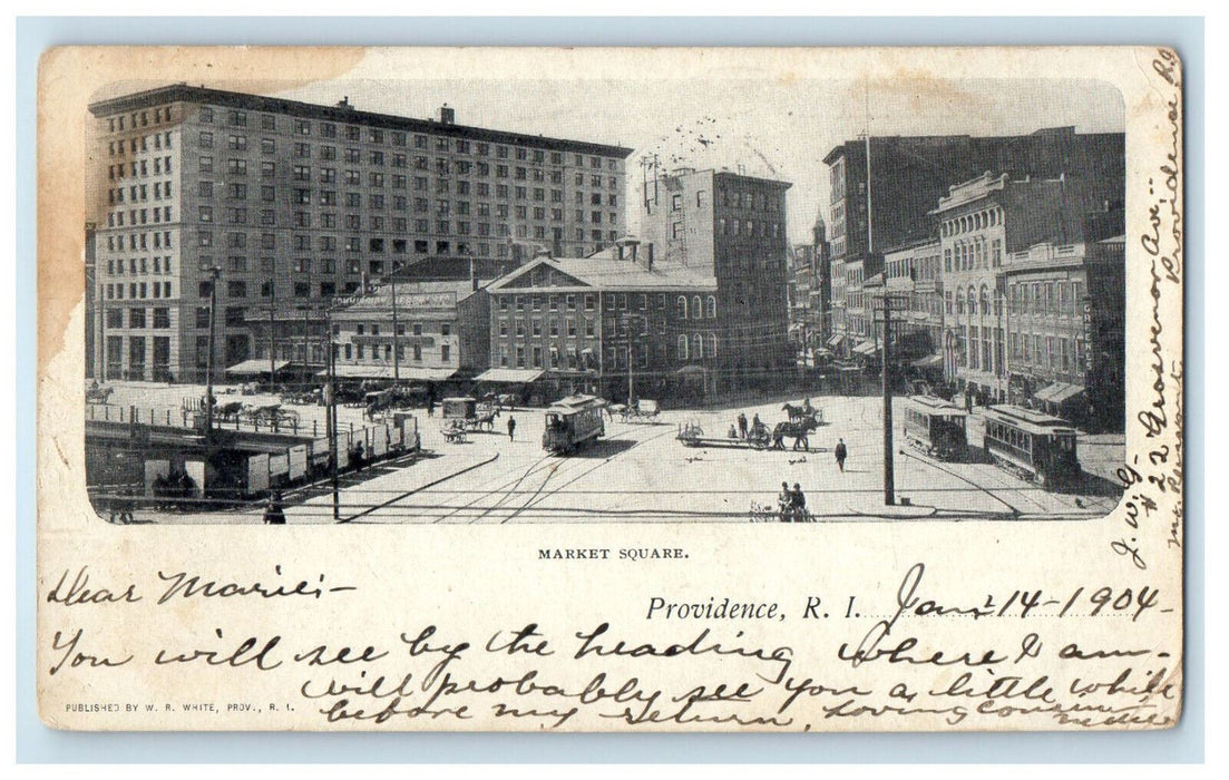 1904 Market Square Providence Rhode Island RI PMC Posted Postcard