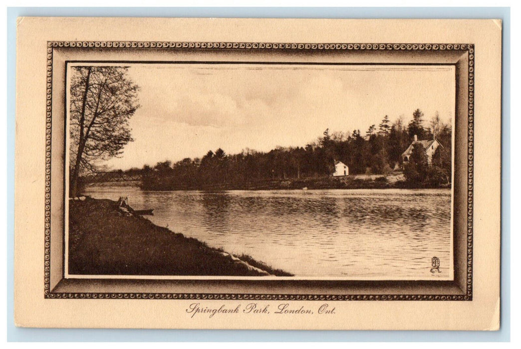 c1920s Springbank Park London Ontario Canada CA Framed Art Sepia Tuck Postcard