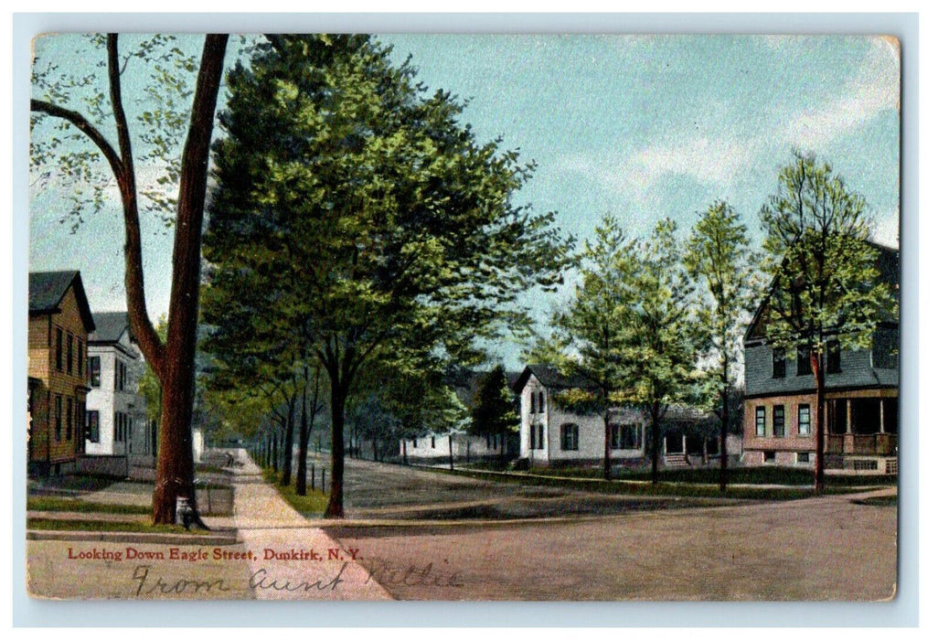 1900 Looking Down Eagle Street Dunkirk New York NY Posted Antique Postcard