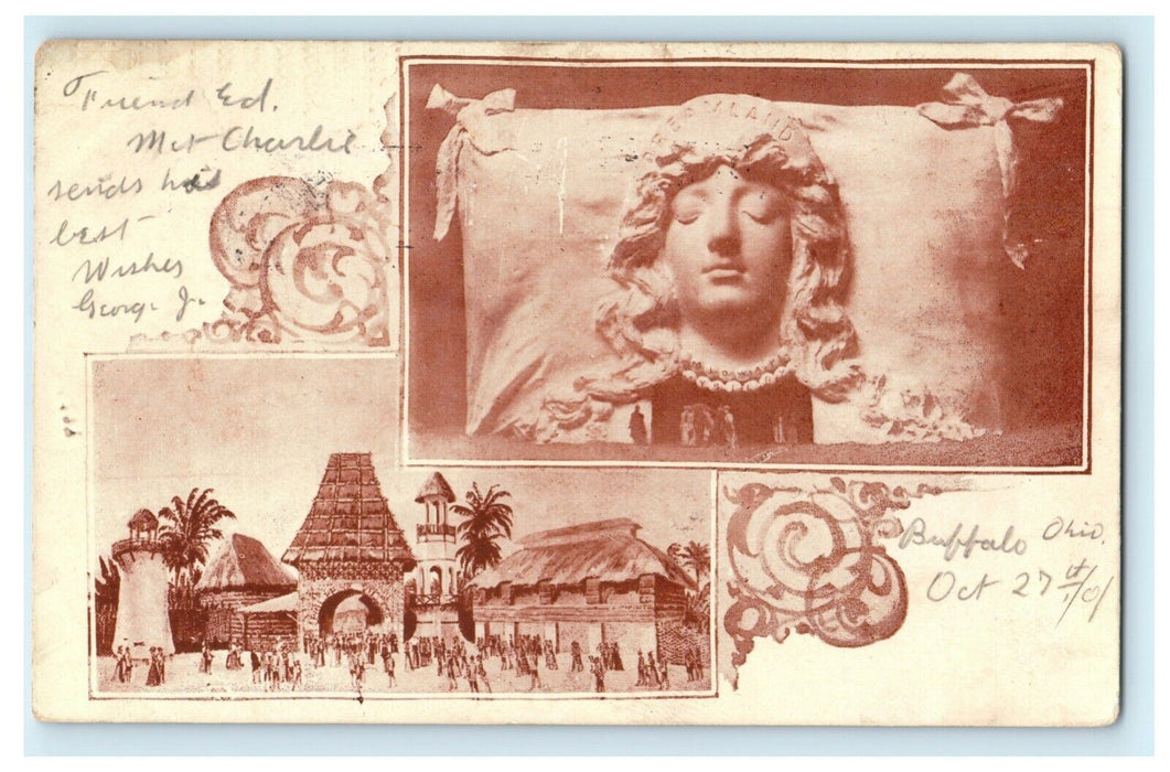 1901 Dreamland Midway Mystery Conley Island Buffalo Ohio OH PMC NY Postcard