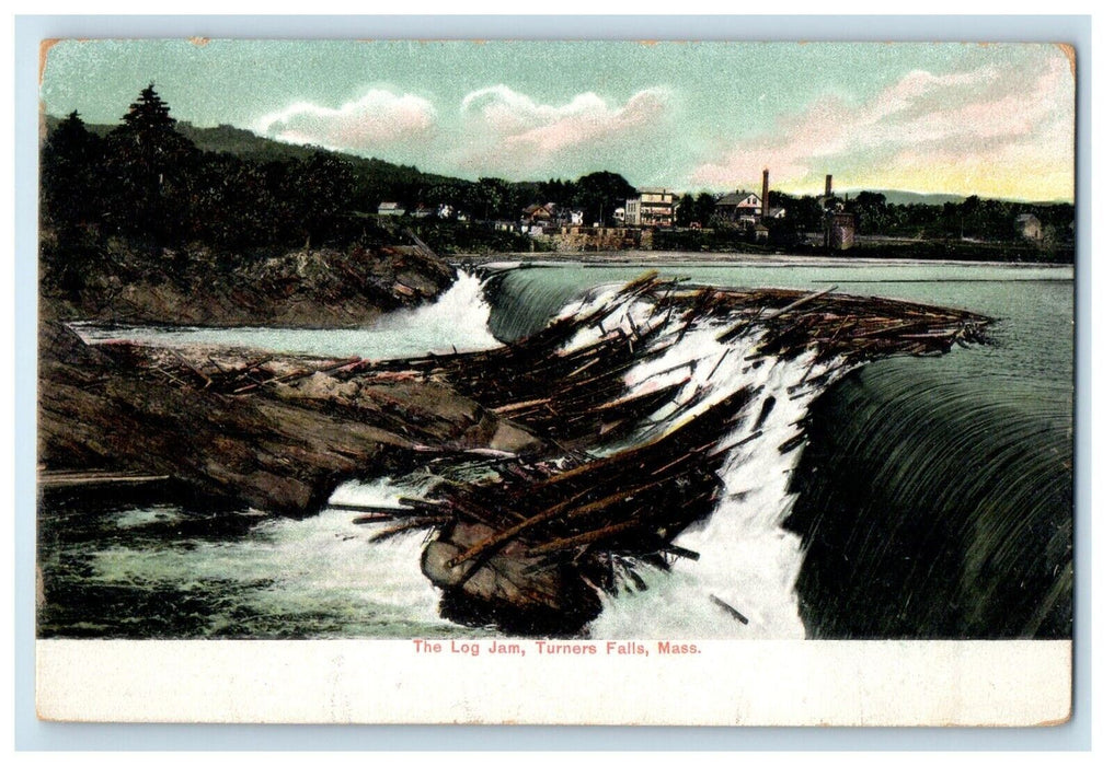 c1905 The Long Jam Waterfalls Turners Falls Massachusetts MA Antique Postcard