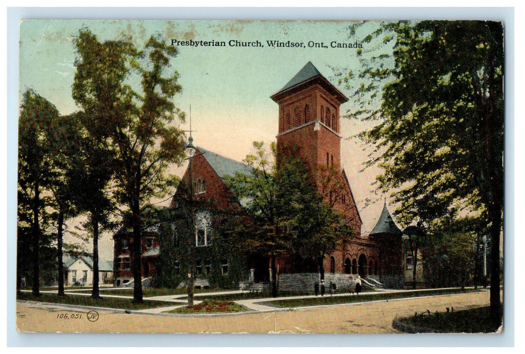 1916 Presbyterian Church, Windsor Ontario Canada CA Posted Antique Postcard