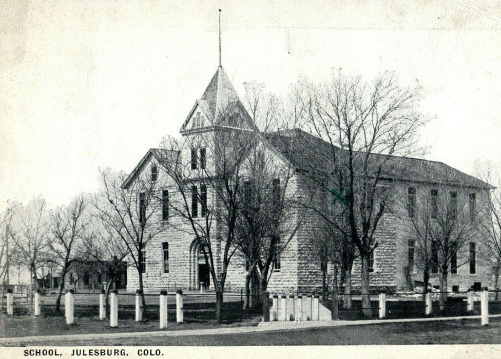1919 School Julesburg Colorado CO Posted Antique Postcard