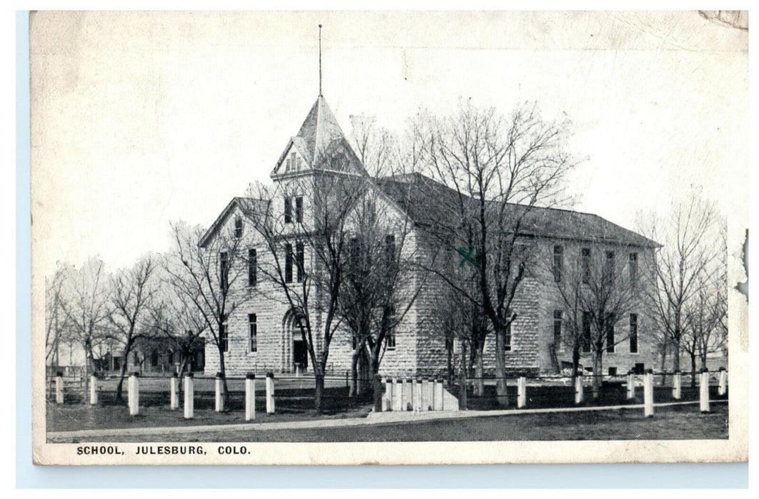 1919 School Julesburg Colorado CO Posted Antique Postcard
