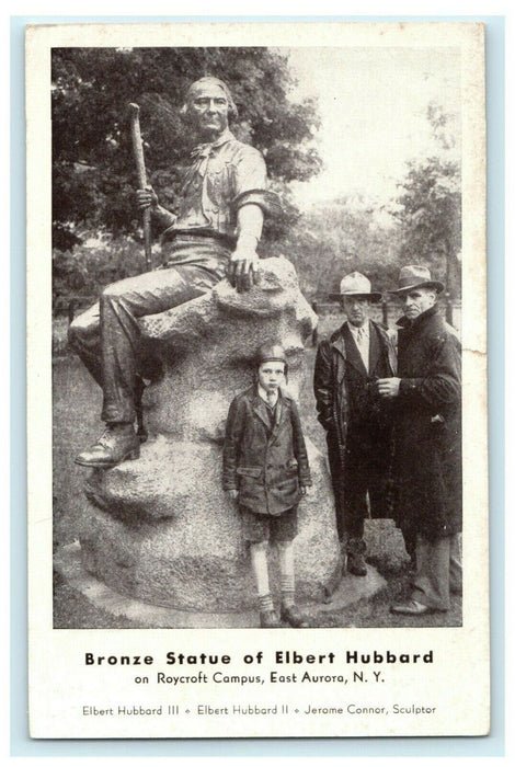c1920 Bronze Statue Elbert Hubbard Roycroft Campus East Aurora New York Postcard