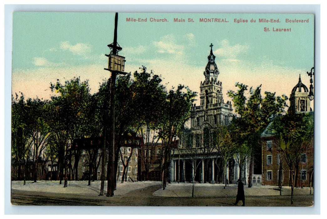 c1910 Mile End Church Main Street Montreal PQ Canada Vintage Postcard