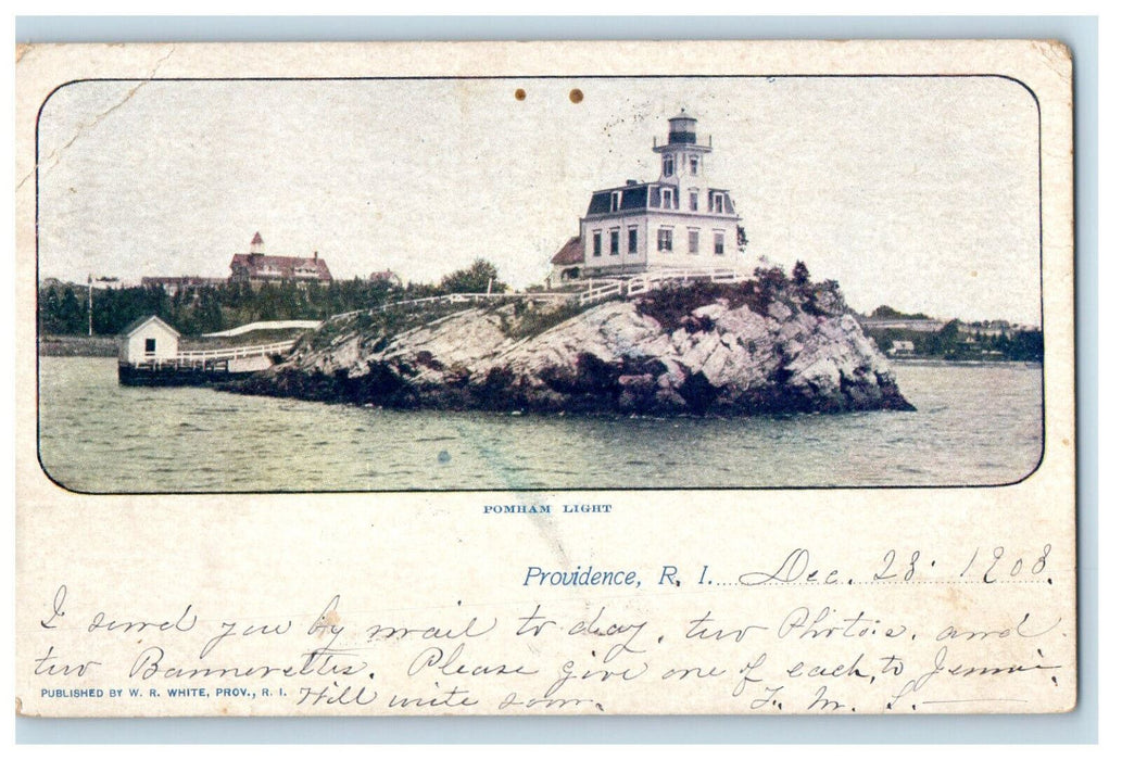 1903 Pomham Light, Providence Rhode Island RI Posted Antique PMC Postcard