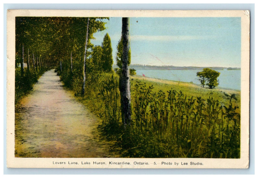 1938 Lovers Lane Lake Huron Kincardine Ontario Canada Vintage Postcard