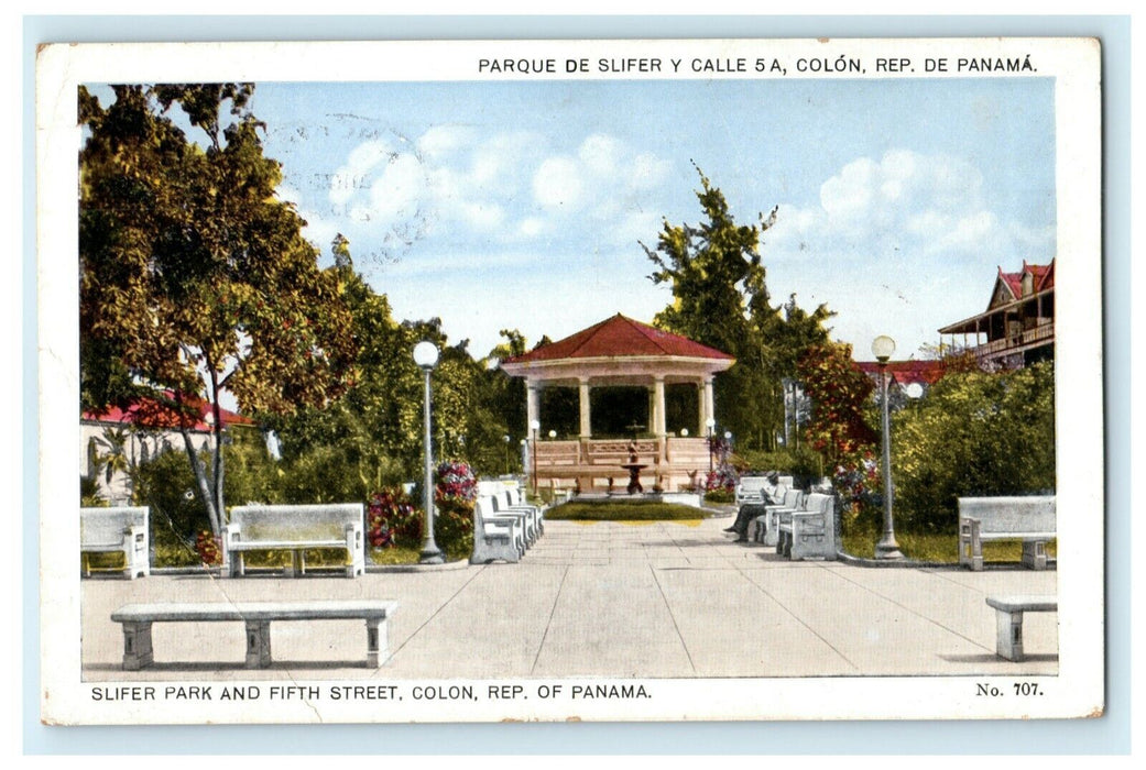 c1920's Slifer Park Colon Panama Canal Zone Ancon Posted Antique Postcard