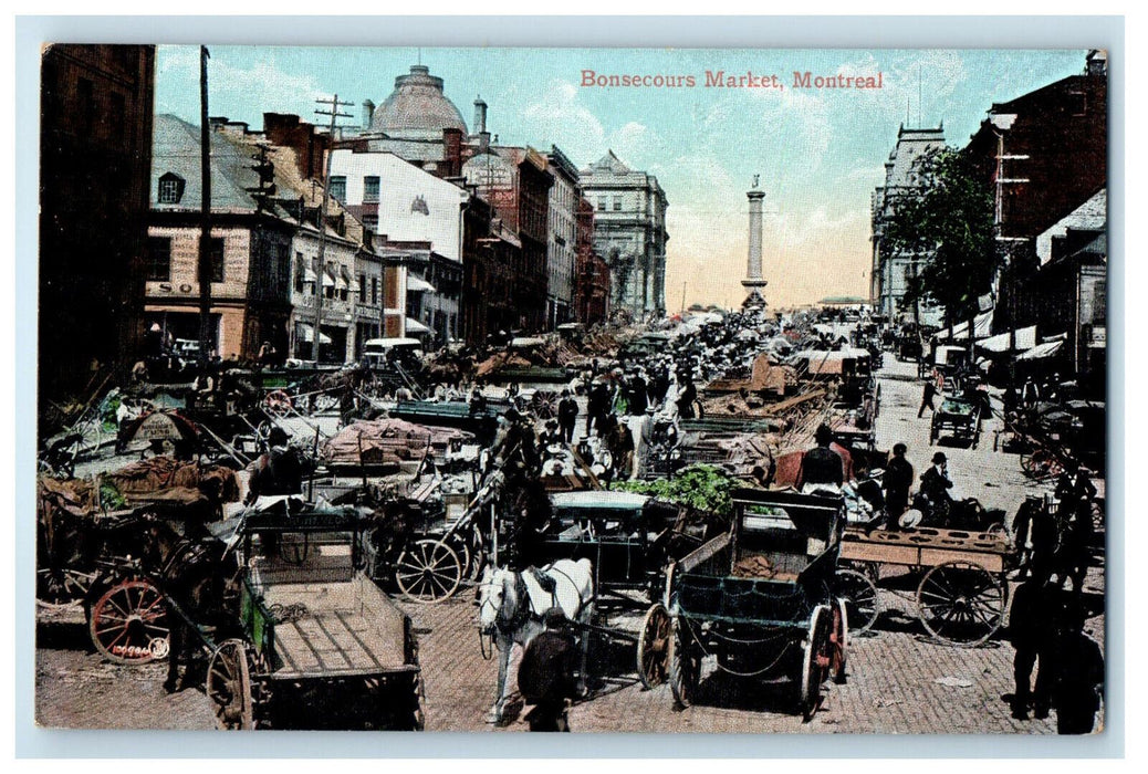 c1905 Bonsecours Market Montreal Canada CA Antique Unposted Postcard