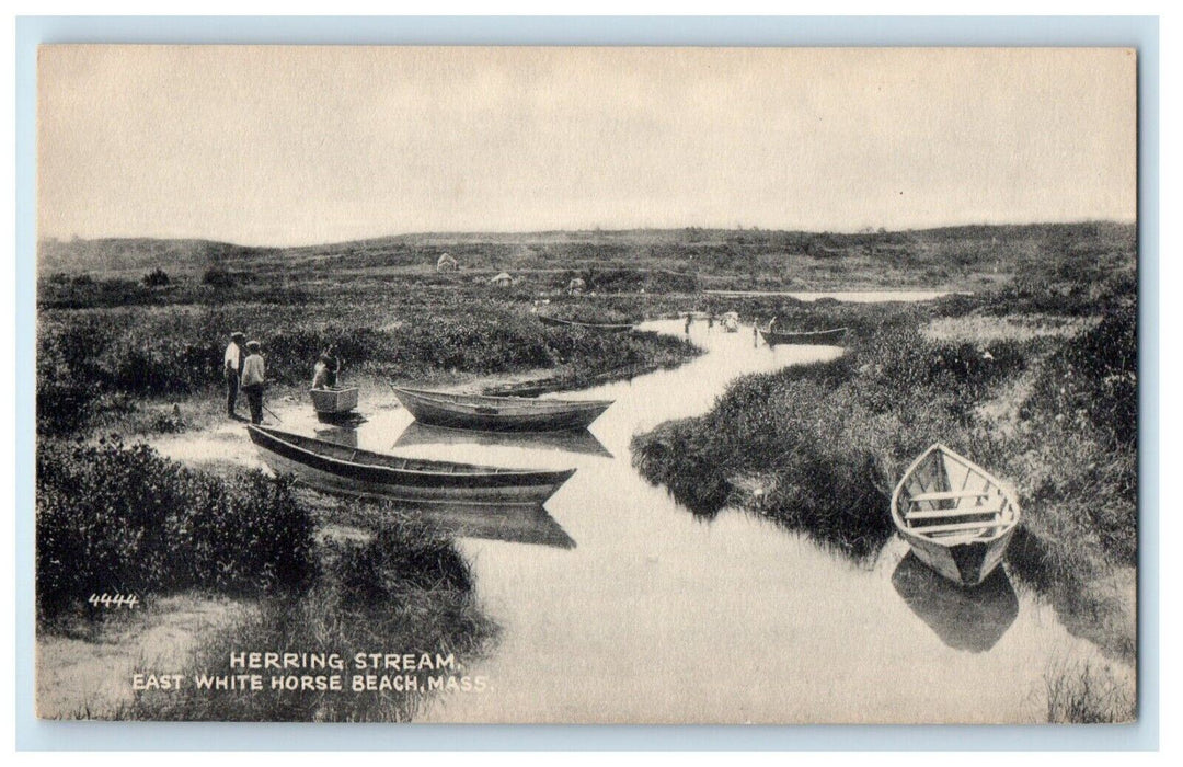 View Of Hearing Stream Boats East White Horse Beach Massachusetts MA Postcard