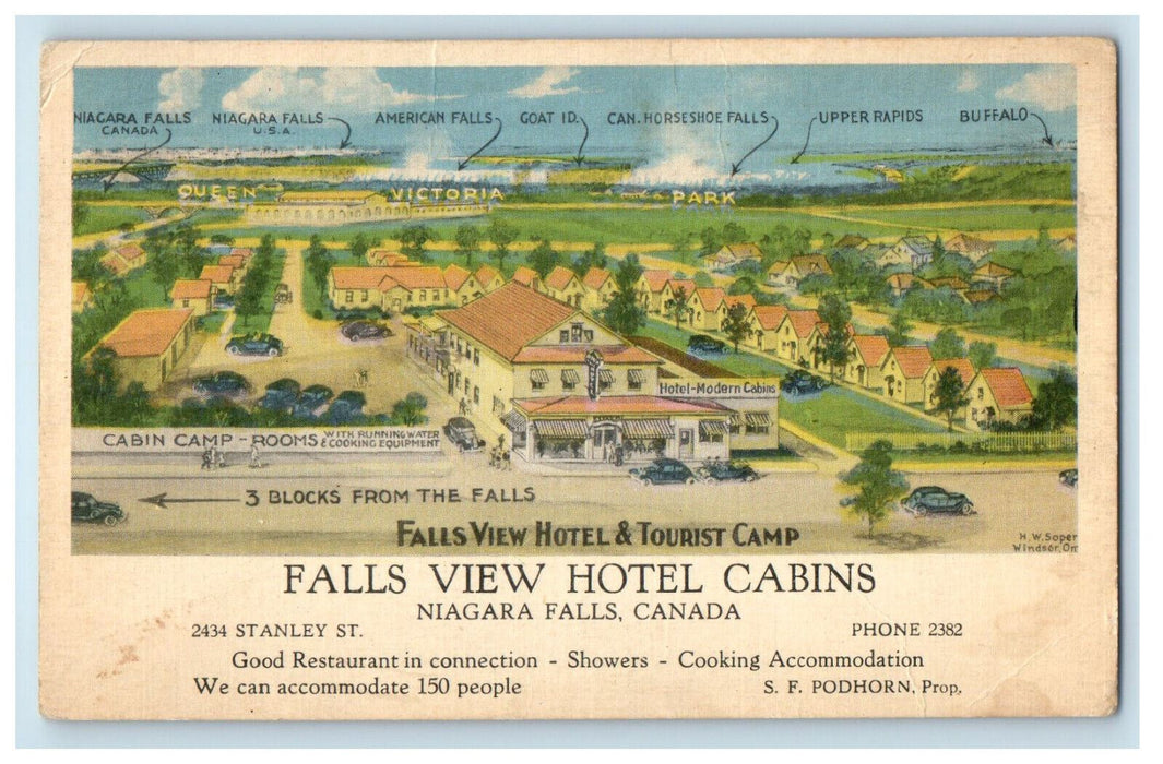 c1950s Falls View Hotel Cabins Niagara Falls Canada CA SF Podhorn Postcard