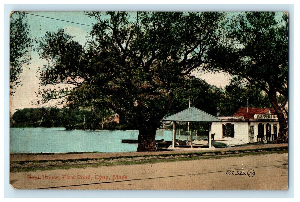 1913 Boat House Flax Pond View Lynn Massachusetts MA Posted Antique Postcard