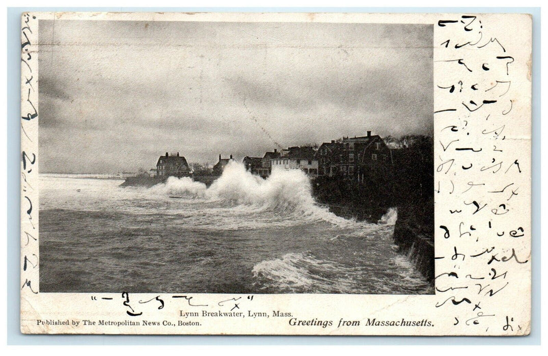 1904 Shorthand Secret Code Greetings From Massachusetts Lynn Breakwater Postcard