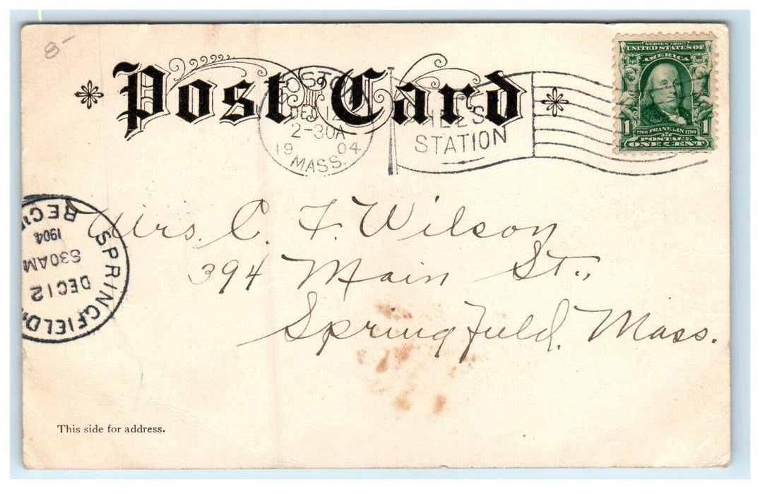 1904 Shorthand Secret Code Greetings From Massachusetts Lynn Breakwater Postcard