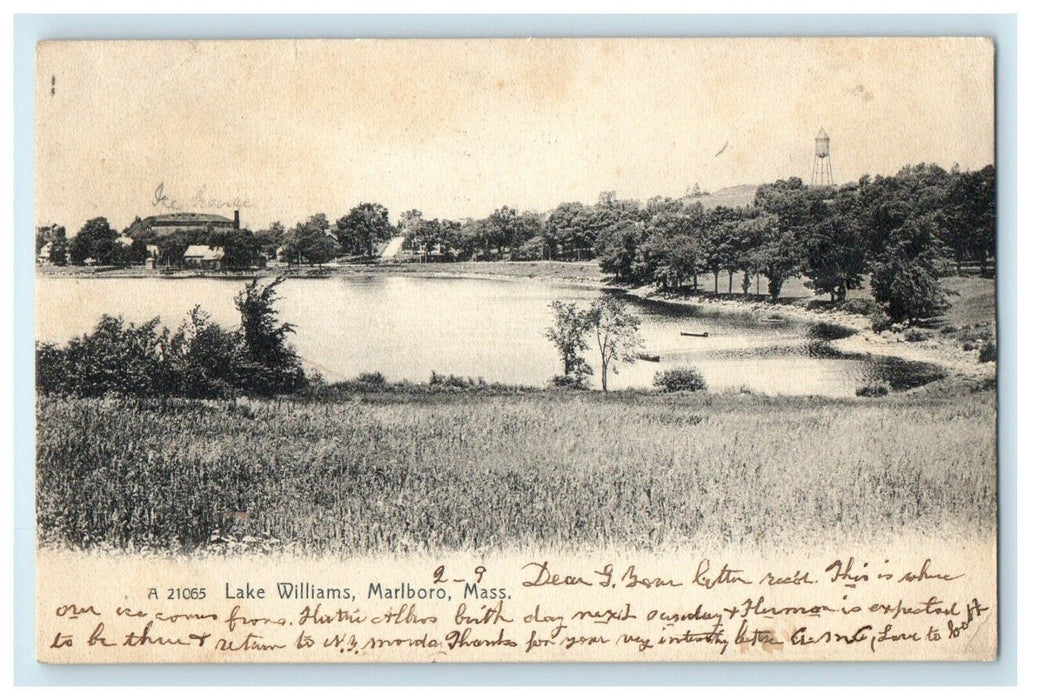 1906 Lake Williams, Marlboro, Massachusetts MA Antique Postcard
