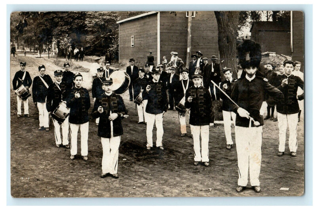 1908 Marching Band West Pawlet Vermont VT Antique RPPC Photo Postcard