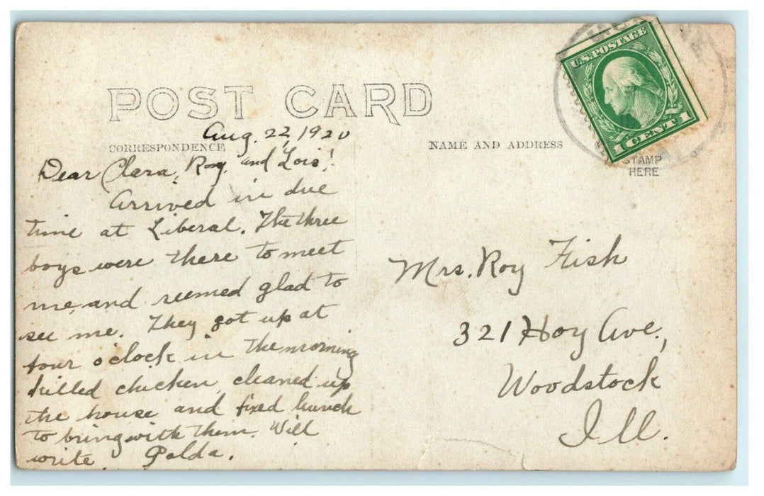 1920 Christian Church Medicine Lodge Kansas KS Woodstock IL RPPC Photo Postcard