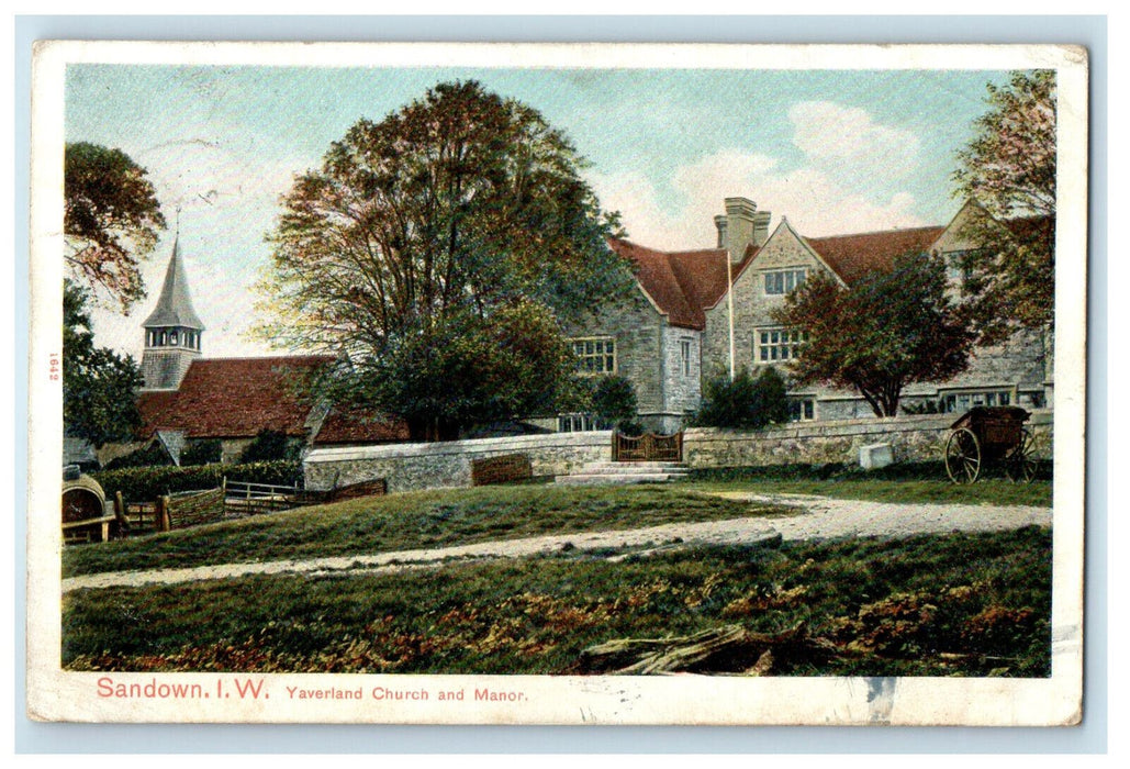 1905 Yaverland Church and Manor, Sandown I.W. Canada CA Posted Antique Postcard