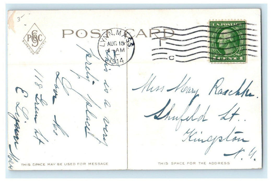 1914 Soldier's Monument And Public Library Lynn Massachusetts MA Postcard