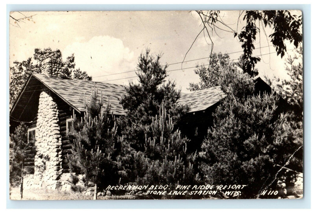 1943 Pine Ridge Resort Stone Lake Station Wisconsin WI RPPC Photo Postcard