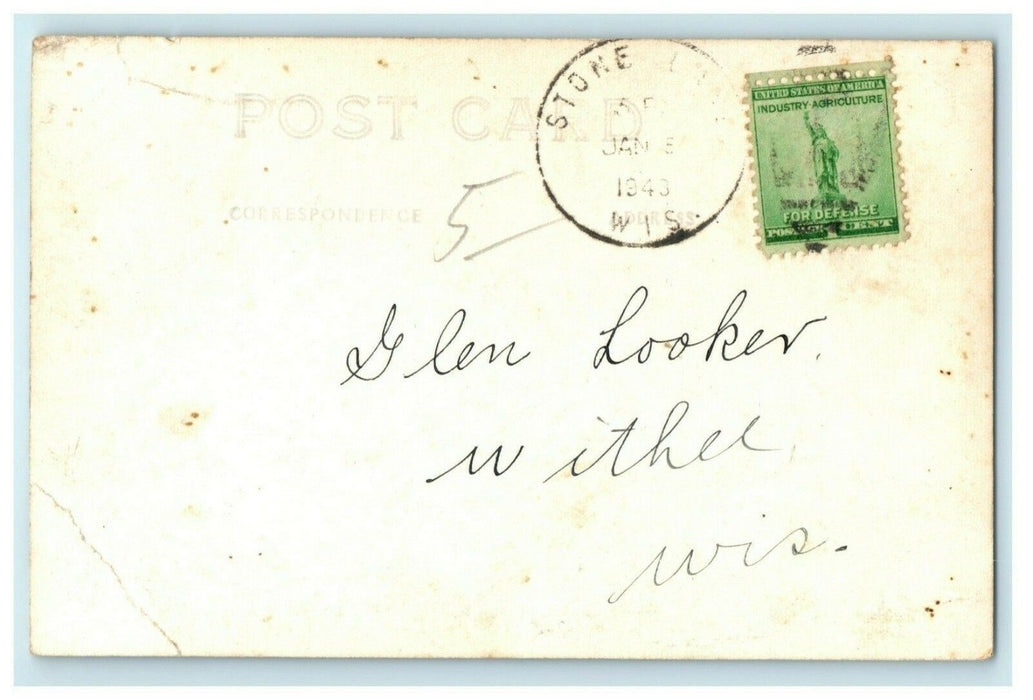 1943 Pine Ridge Resort Stone Lake Station Wisconsin WI RPPC Photo Postcard