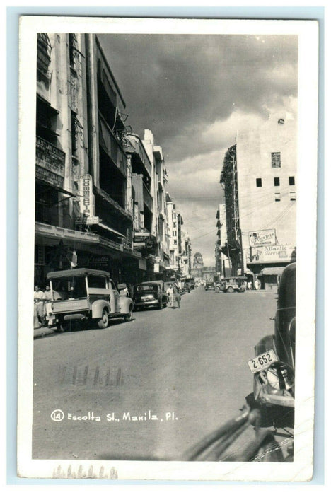 1950 Escolta St. Manila Philippines RPPC Photo Vintage Posted Postcard