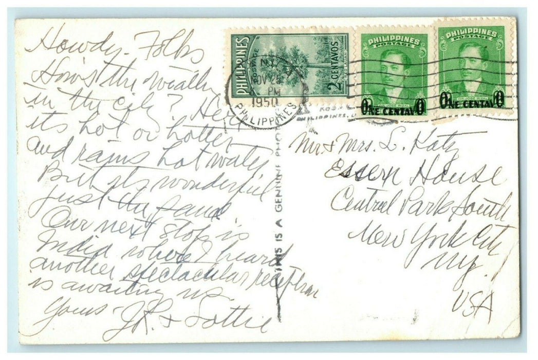 1950 Escolta St. Manila Philippines RPPC Photo Vintage Posted Postcard