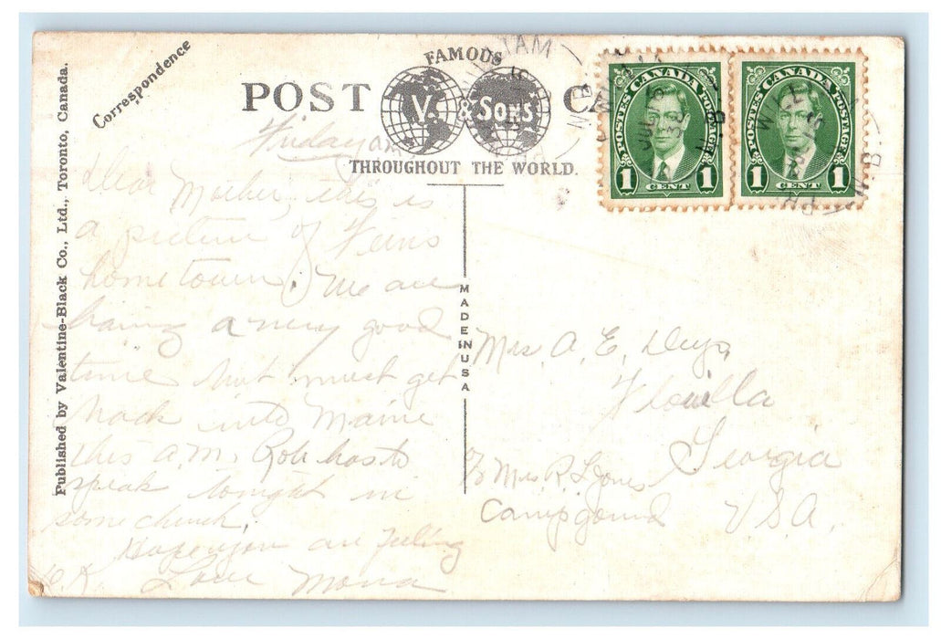 1938 General View from Admiral Beatty Hotel St. John NB Canada Postcard