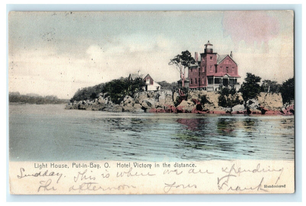 1906 Light House Put-in-Bay Ohio Hotel Victory Posted Antique Postcard