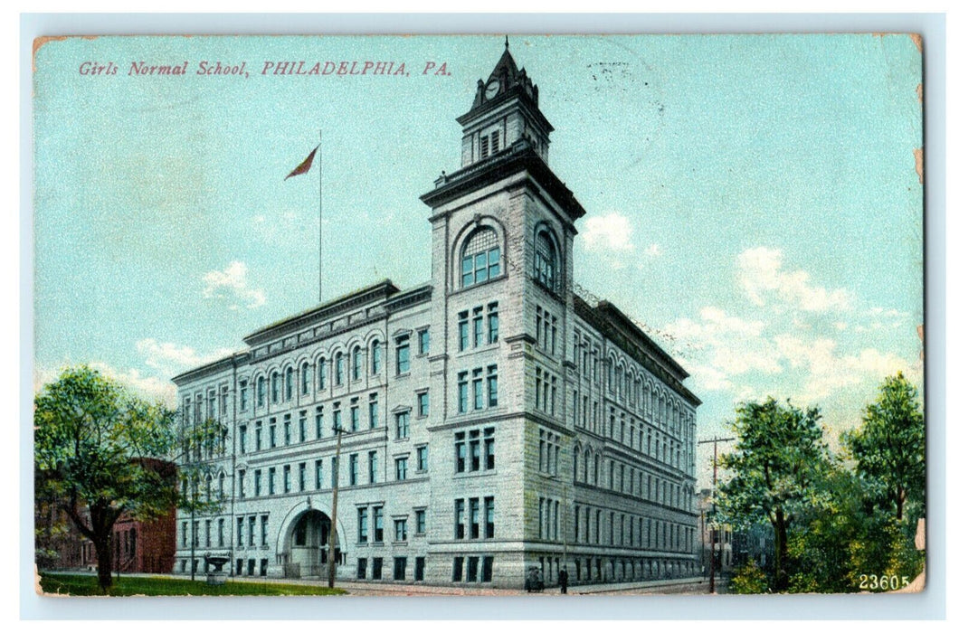 1908 Girl's Normal School Philadelphia Pennsylvania PA 1c Stamp Antique Postcard