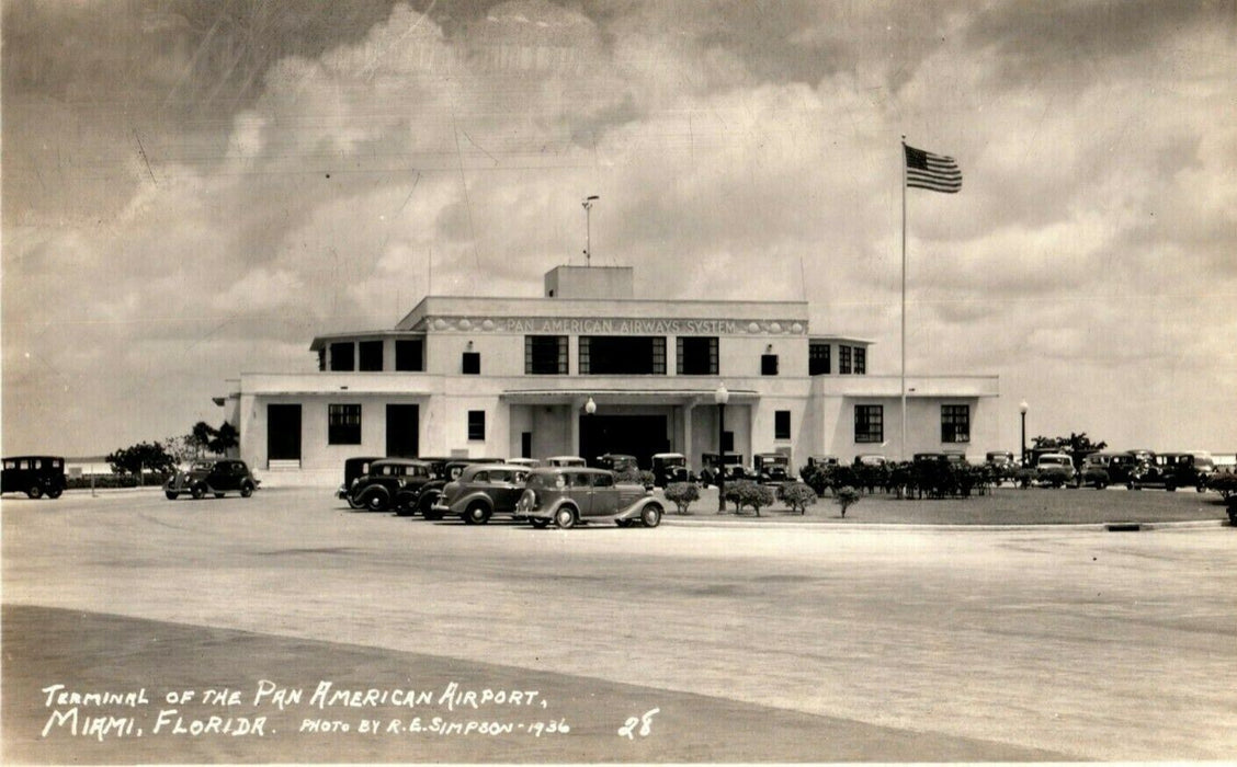 c1940's Terminal Pan American Airport Miami Florida RPPC Photo Postcard