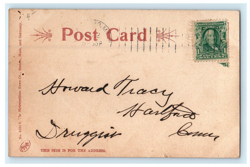1905 Public Library, Marlborough, Massachusetts MA Antique Posted Postcard