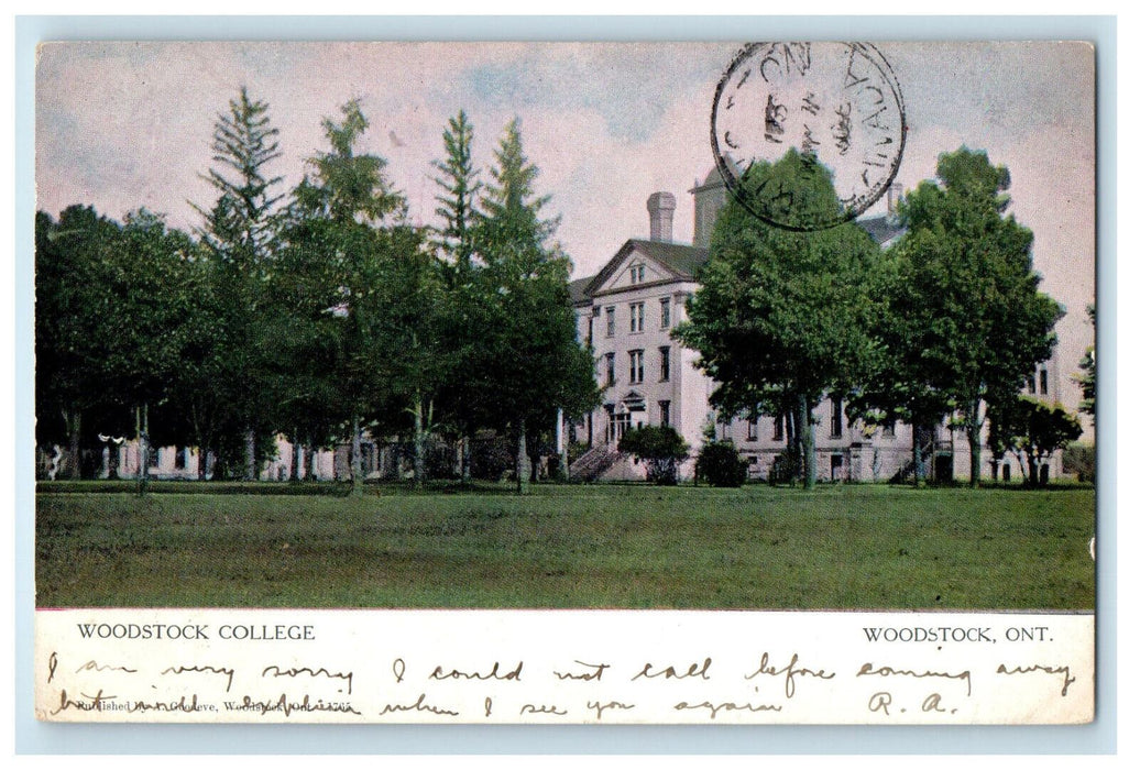 c1910 Woodstock College Woodstock Ontario Canada Posted Postcard