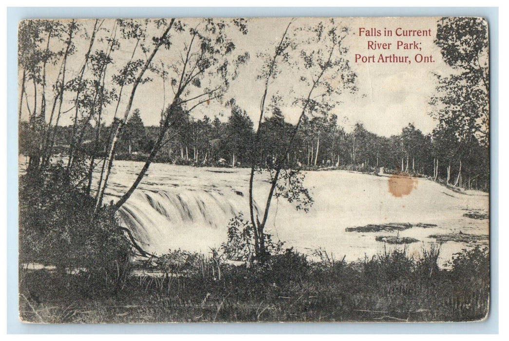 1909 Falls in Current River Park, Port Arthur Ontario Canada Posted Postcard