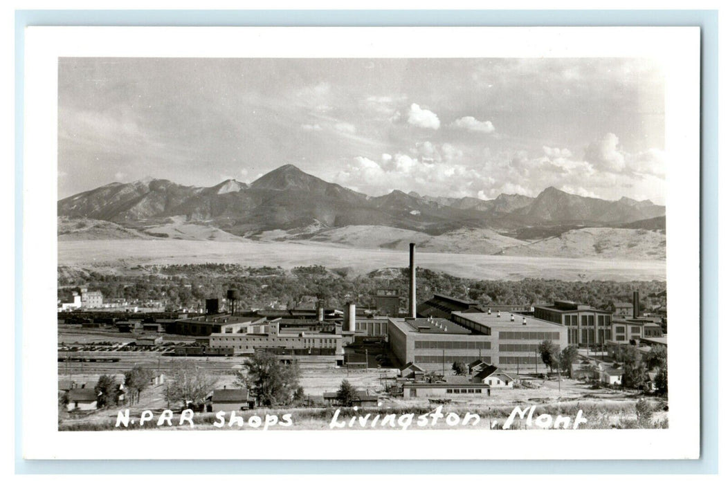 c1930's N.P. Railroad Shops Livingston Montana MT RPPC Photo Vintage Postcard