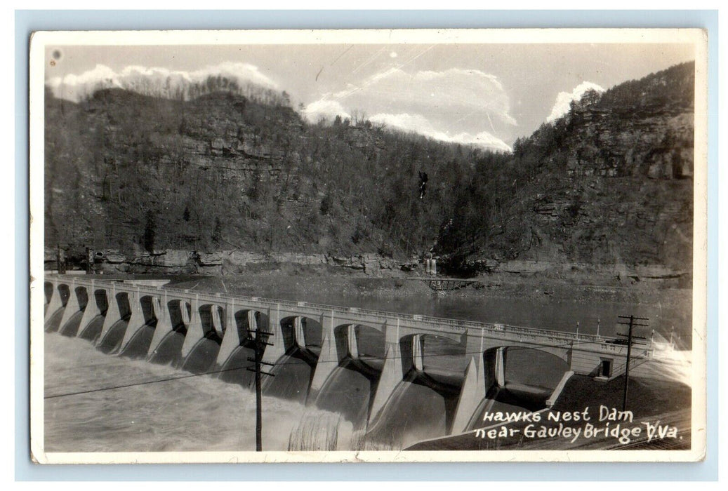 1937 Hawks Nest Dam Near Gauley Bridge West Virginia WV RPPC Photo Postcard