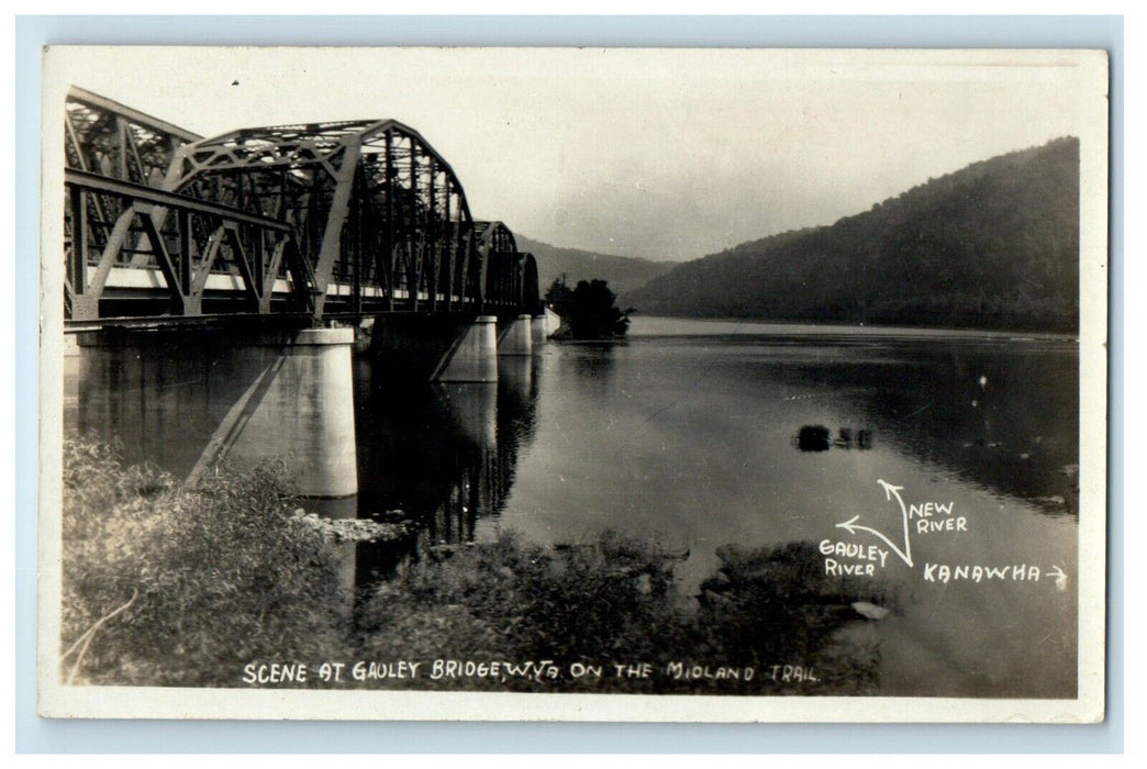 c1910's Scene At Gauley Bridge WV, On The Midland Trail RPPC Photo Postcard