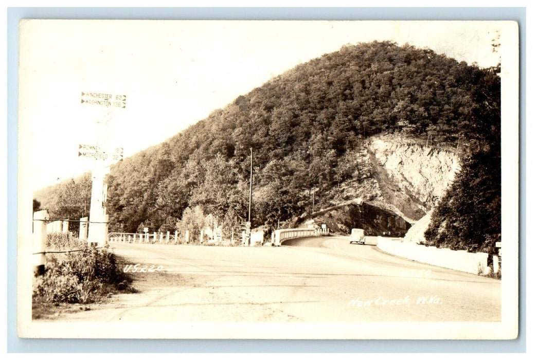 A View Of New Creek Car Sign West Virginia WV RPPC Photo Unposted Postcard