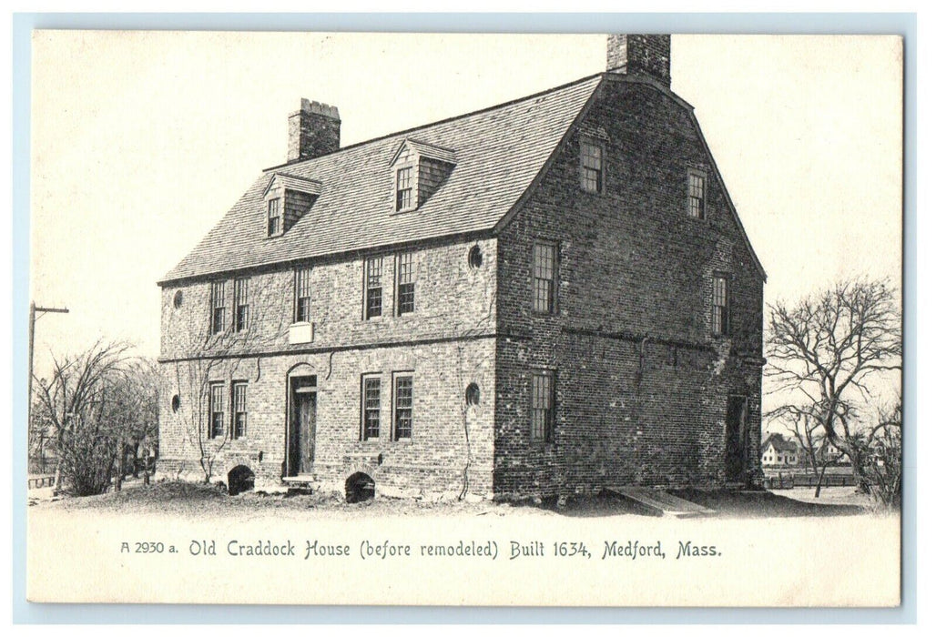 1905 Old Craddock House (before remodeled) Medford, Massachusetts MA Postcard