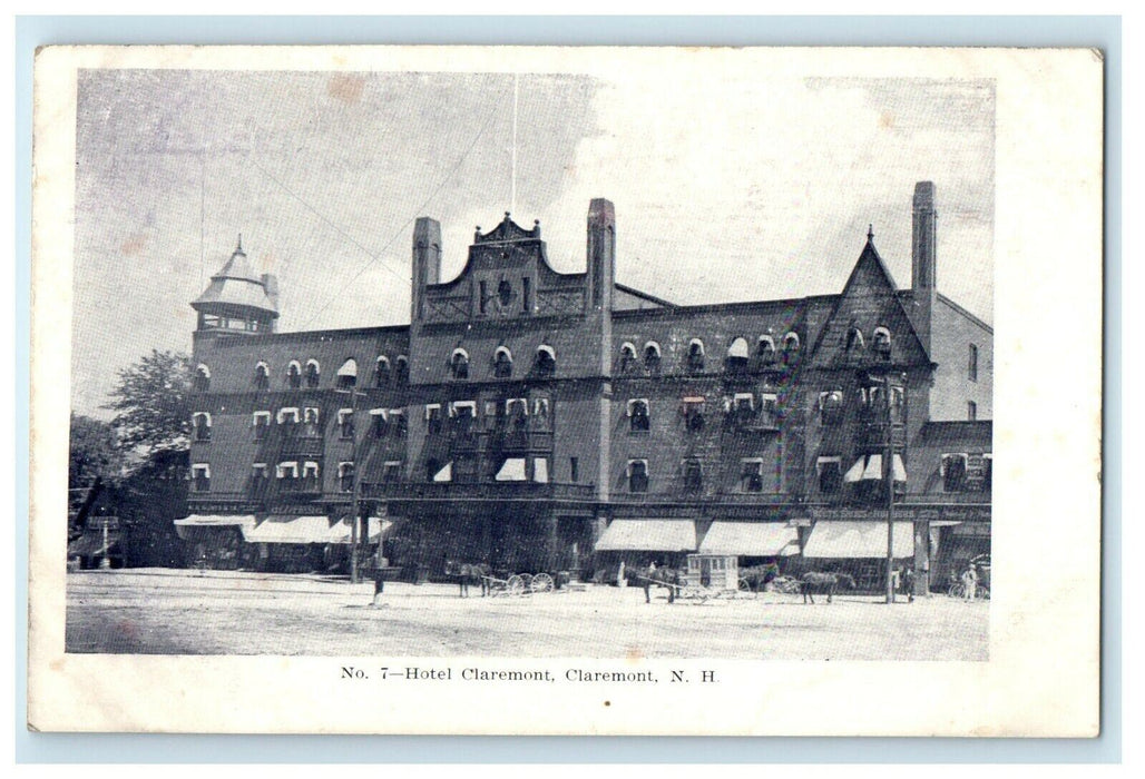 c1905 Hotel Claremont Building Street View New Hampshire NH Antique Postcard