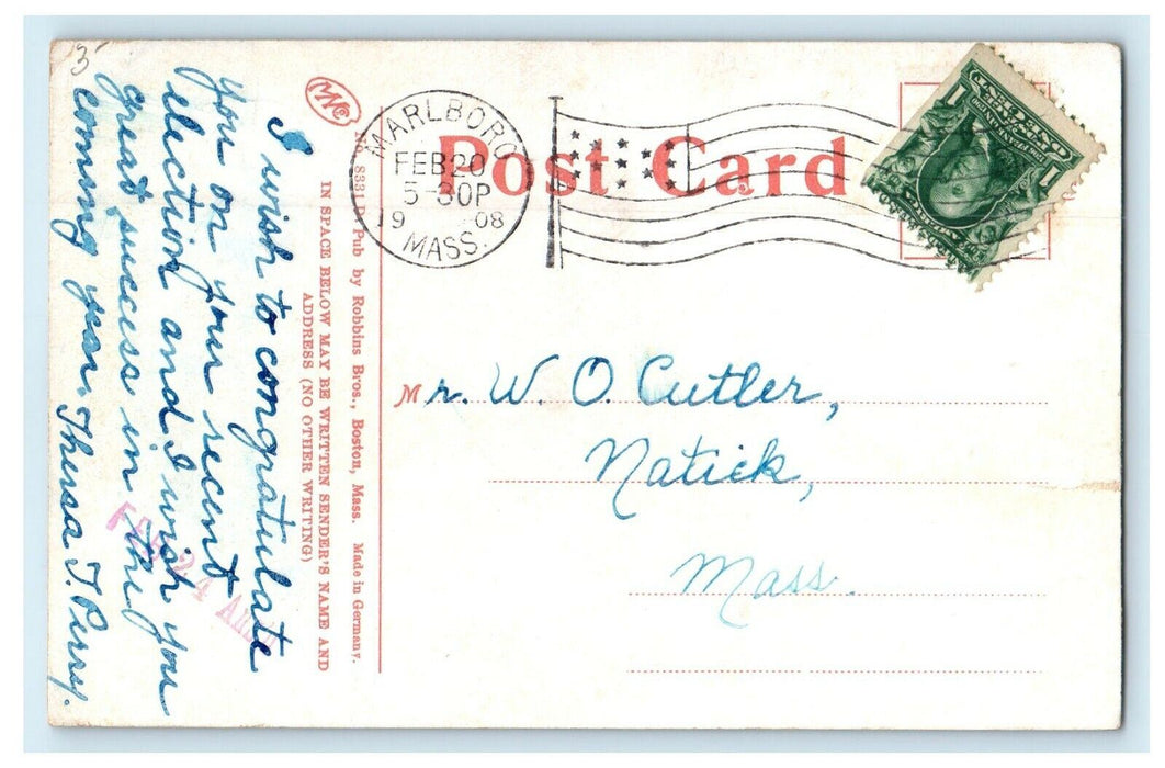 1908 Amory of F. Co 6th Regiment, M.V.M. Marlborough, Massachusetts MA Postcard