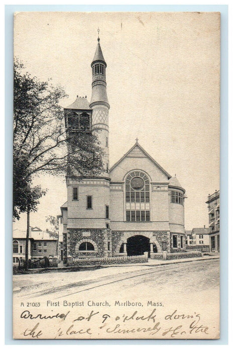 1912 First Baptist Church, Marlboro Massachusetts MA Antique Postcard
