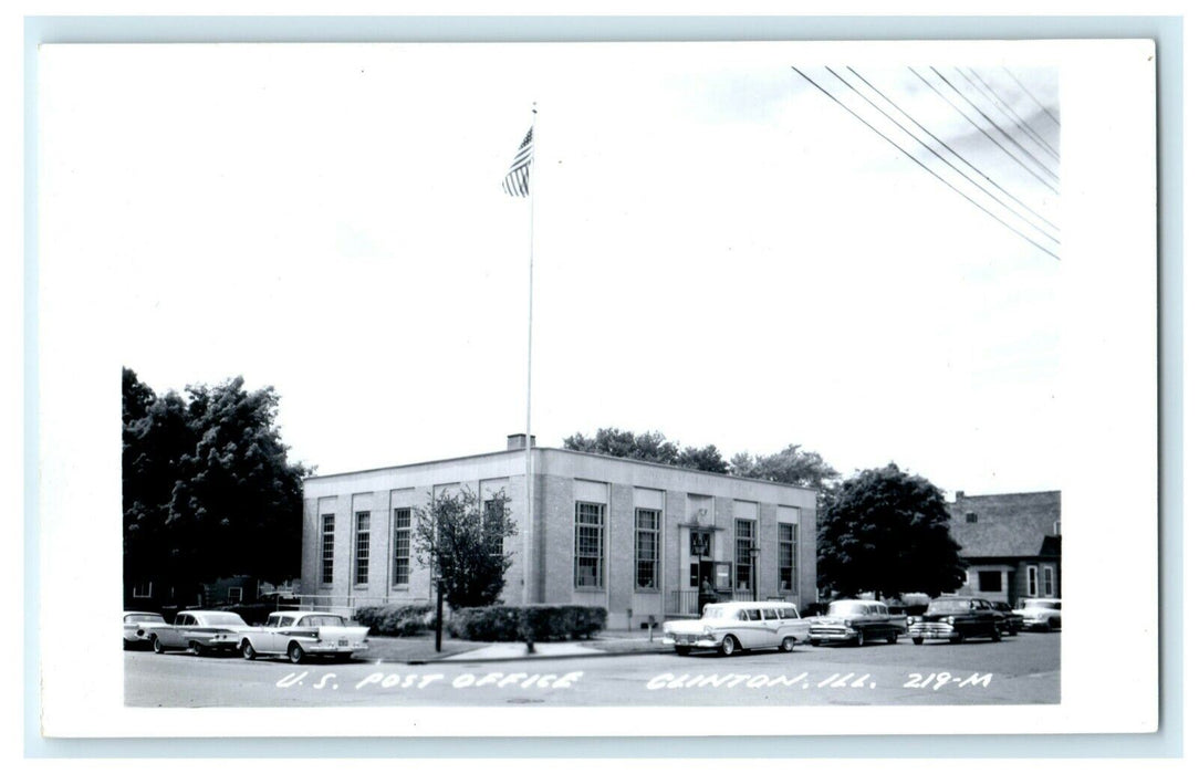 c1960's US Post Office Clinton Illinois IL Vintage RPPC Photo Postcard
