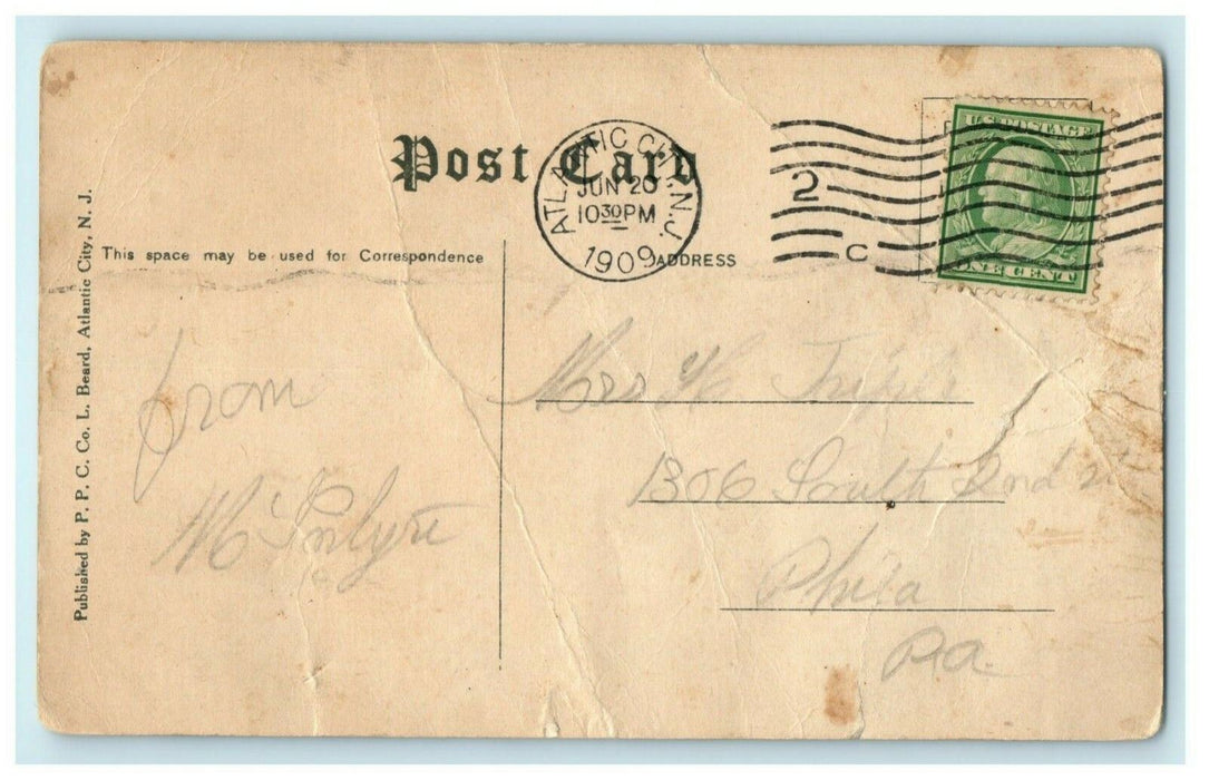 1909 Hotel Elephant Atlantic City New Jersey NJ Posted Antique Postcard