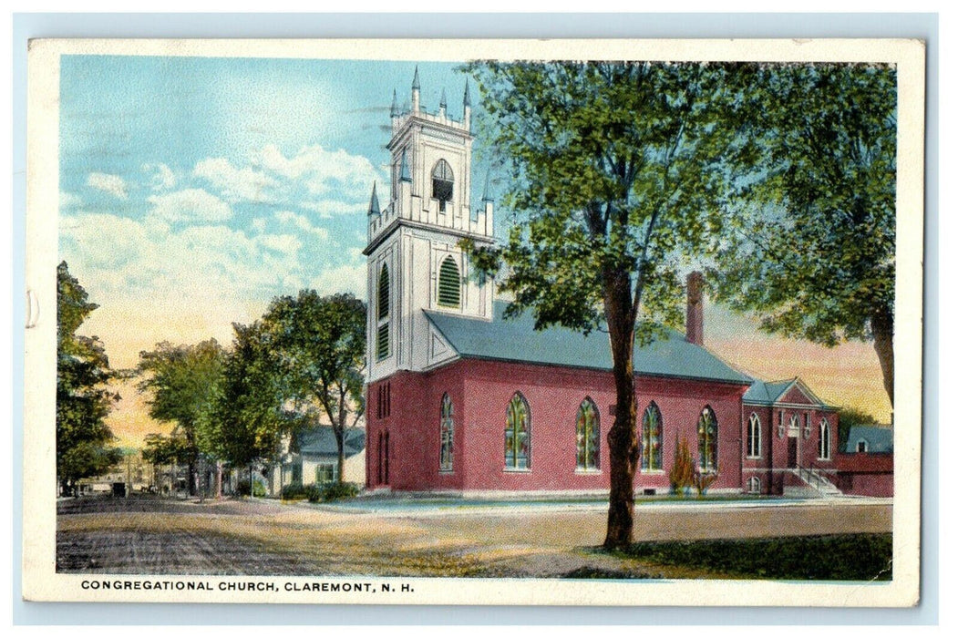 1920 Congregational Church Claremont New Hampshire NH Posted Vintage Postcard