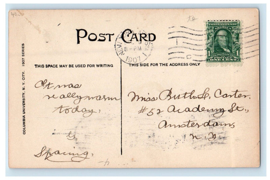 1907 Columbia University From South West New York NY RPPC Photo Postcard