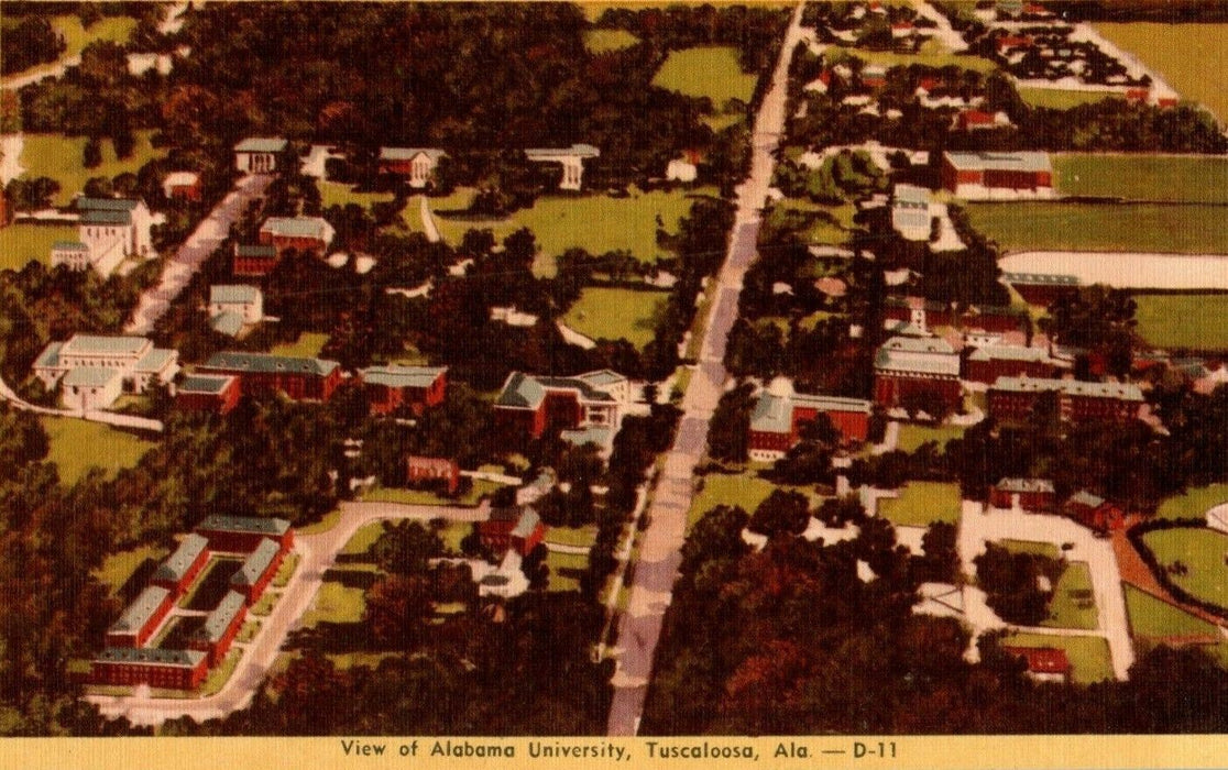 c1940's Aerial View of Alabama University Tuscaloosa Alabama AL Postcard